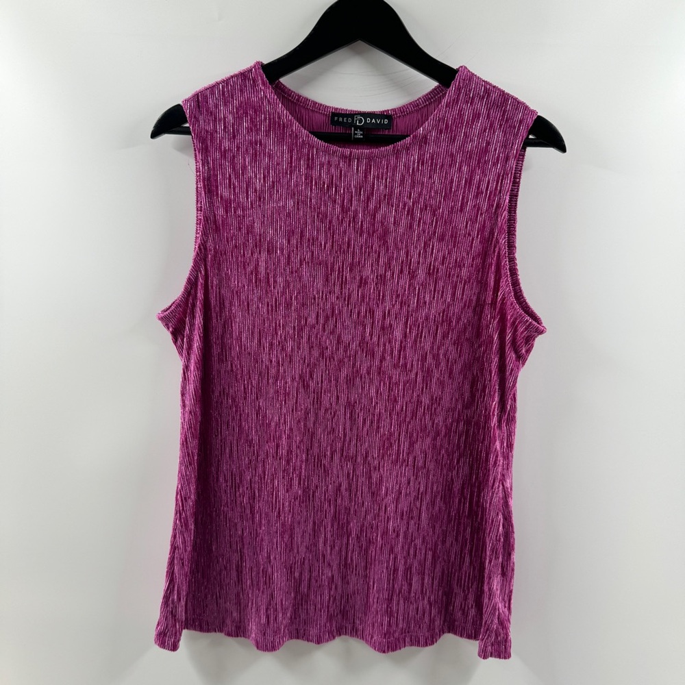 Fred David Purple Heathered Metallic Tank Top Womens Size Large Loose Fit